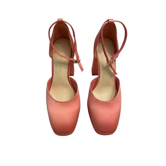 Loeffler Randall Selina Satin Closed Toe Ankle Strap Platforms Bubblegum Size 7B - Picture 4 of 12